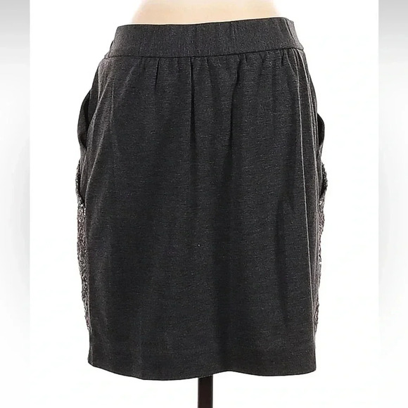 Ann Taylor Gray and Pewter Tone Sequin Pull On Skirt with Pockets Size Small S - Picture 3 of 5